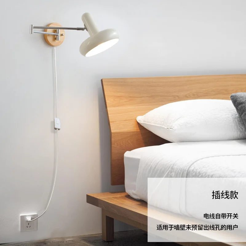 Bauhaus Cream Wind Swing Arm Wall Light – Vintage Telescopic Folding Bedhead Light, Perfect for Study & Reading