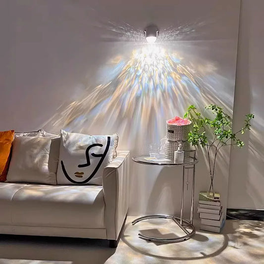 Dynamic Water Ripple Bedside Lamp – High-End Bedroom Ambient Light, Wall Hanging Spotlight for Live Broadcast & Background