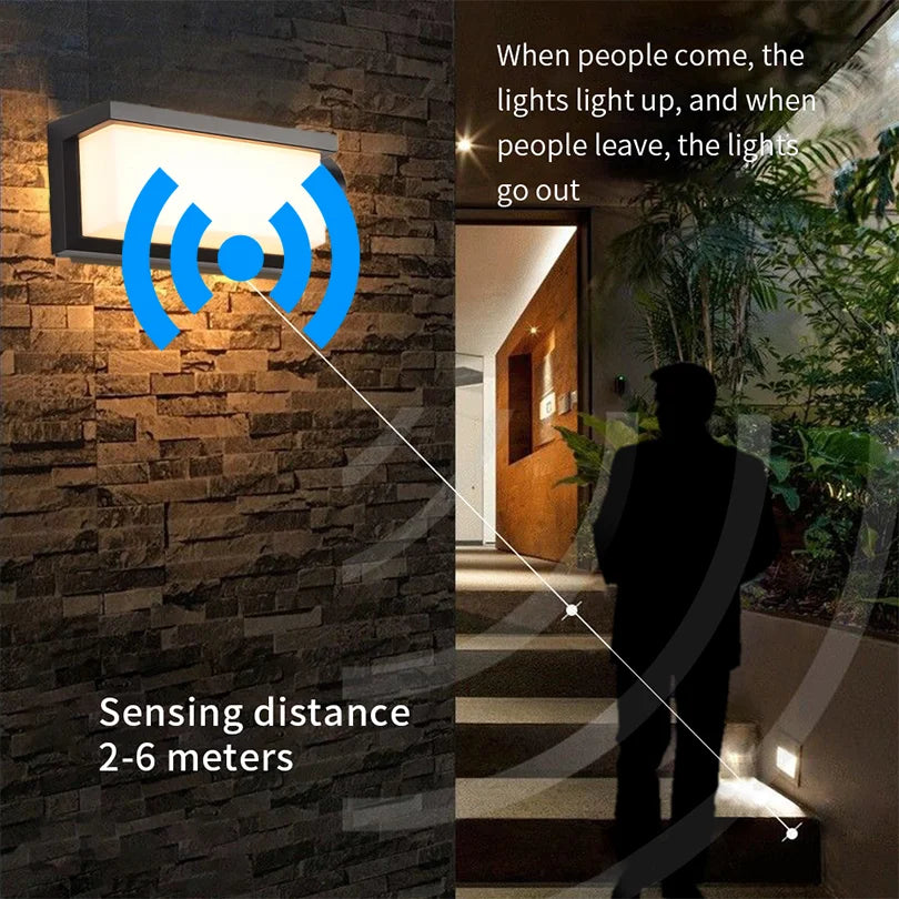 LED Outdoor Wall Light – Waterproof Motion Sensor Lamp with Radar Detection, Ideal for Balcony & Garden Lighting